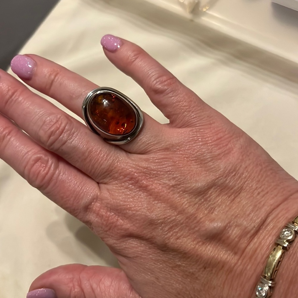 Amber stone ring